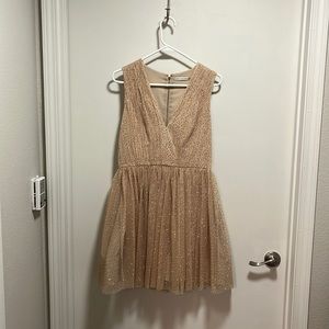 Alice + Olivia Sparkling Beige Mini Dress